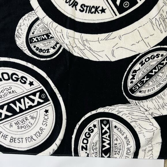 Vintage 80s Sex Wax Beach Towel Size 61” X 32” Mr Zog’s All Over Print Black - Picture 5 of 11
